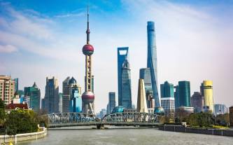 Shanghai skyline in sunny day, China